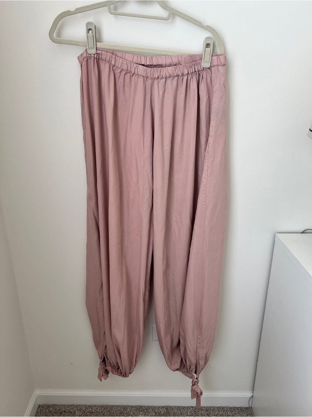 Zara Dusty Pink Tie-Hem Balloon pants size L